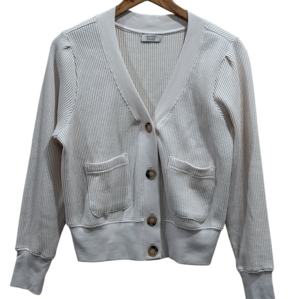 AYR The Waffle Cone Cardigan In Seashell White - Picture 2 of 8